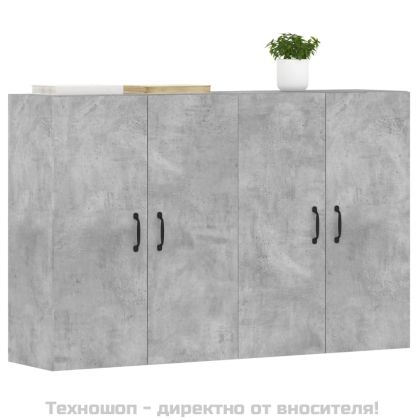 Стенни шкафове, 2 бр, бетонно сиви, инженерно дърво