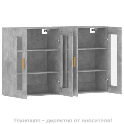 Стенни шкафове, 2 бр, бетонно сиви, инженерно дърво