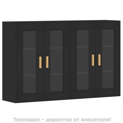 Стенни шкафове, 2 бр, черни, инженерно дърво