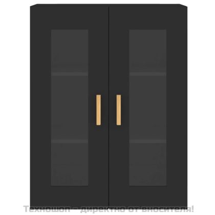 Стенни шкафове, 2 бр, черни, инженерно дърво