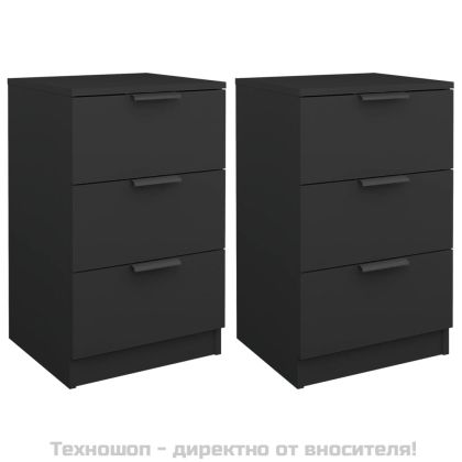 Нощни шкафчета, 2 бр, черни, 40x36x65 см