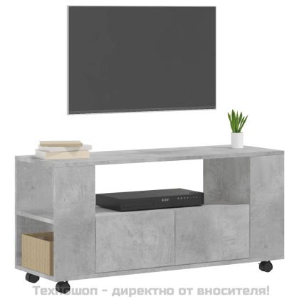 ТВ шкаф, бетонно сиво, 102x34,5x43 см, инженерно дърво