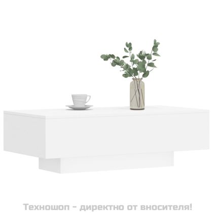Кафе маса, бяла, 100x49,5x31 см, инженерно дърво