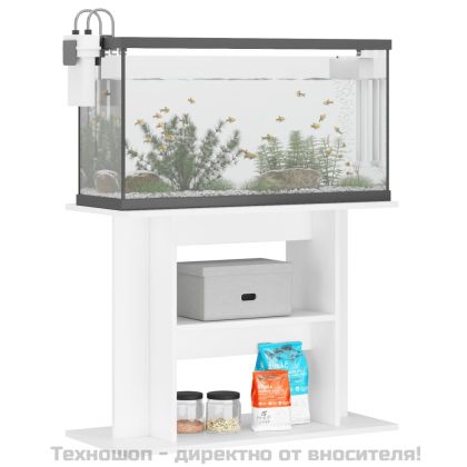 Поставка за аквариум, бяла, 80x35x60 см, инженерно дърво