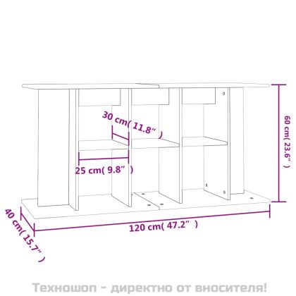 Поставка за аквариум, кафяв дъб, 120x40x60 см, инженерно дърво