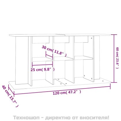Поставка за аквариум, черна, 120x40x60 см, инженерно дърво