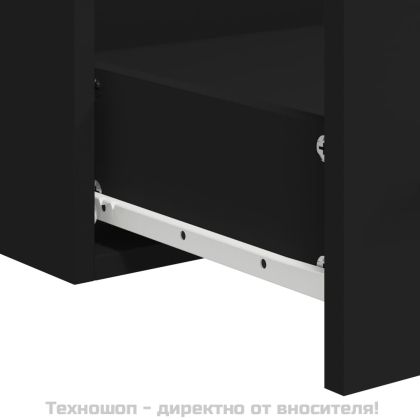 Шкаф за баня с огледало, черен, инженерно дърво