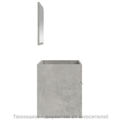 Шкаф за баня с огледало, бетонно сиво, инженерно дърво
