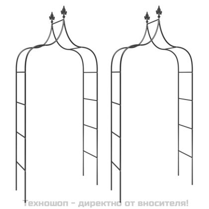 Градински арки, 2 бр, черни, 120x38x260 см, стомана