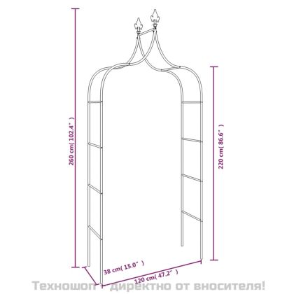 Градински арки, 2 бр, черни, 120x38x260 см, стомана