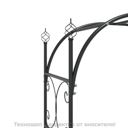 Градинска арка с порта, черна, 108x45x235 см, стомана