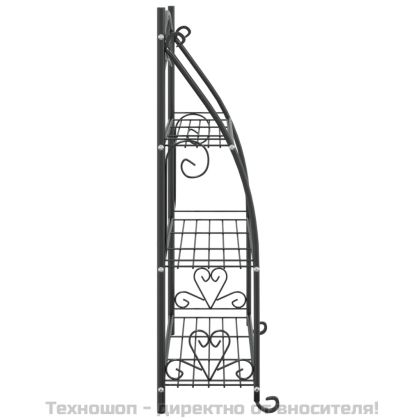 Стелаж за цветя, черен, 56x30x96 см, стомана