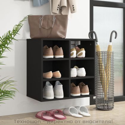 Шкаф за обувки, черен, 52,5x30x50 см
