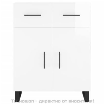 Сайдборд, бял гланц, 69,5x34x90 см, инженерно дърво