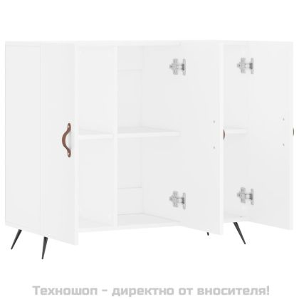 Сайдборд, бял, 90x34x80 см, инженерно дърво