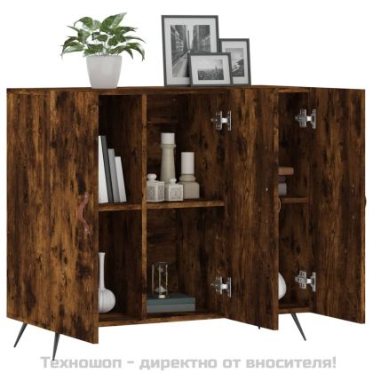 Сайдборд, опушен дъб, 90x34x80 см, инженерно дърво