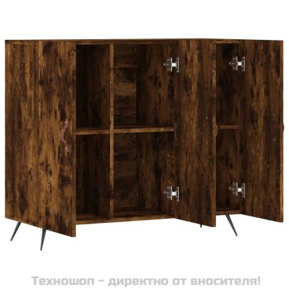 Сайдборд, опушен дъб, 90x34x80 см, инженерно дърво