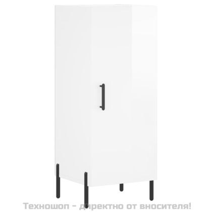 Сайдборд, бял гланц, 34,5x34x90 см, инженерно дърво