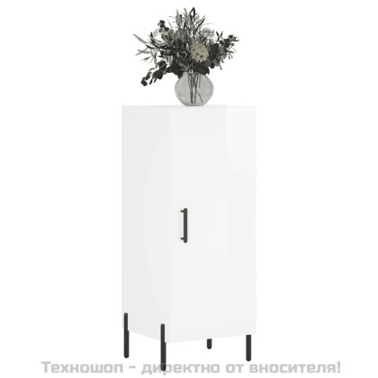 Сайдборд, бял гланц, 34,5x34x90 см, инженерно дърво