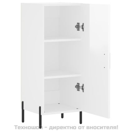 Сайдборд, бял гланц, 34,5x34x90 см, инженерно дърво