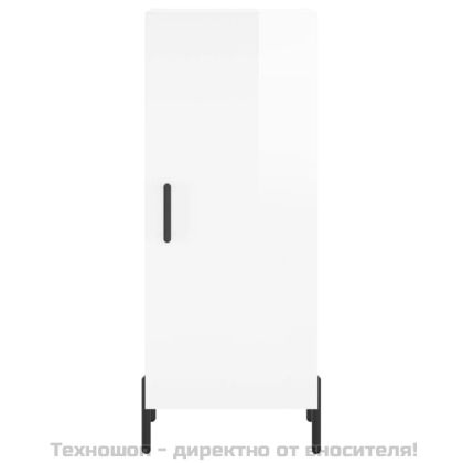 Сайдборд, бял гланц, 34,5x34x90 см, инженерно дърво