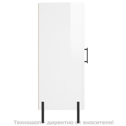 Сайдборд, бял гланц, 34,5x34x90 см, инженерно дърво