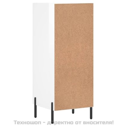 Сайдборд, бял гланц, 34,5x34x90 см, инженерно дърво