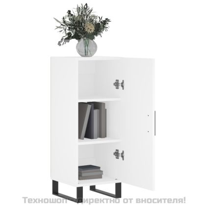 Сайдборд, бял, 34,5x34x90 см, инженерно дърво