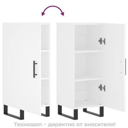 Сайдборд, бял, 34,5x34x90 см, инженерно дърво