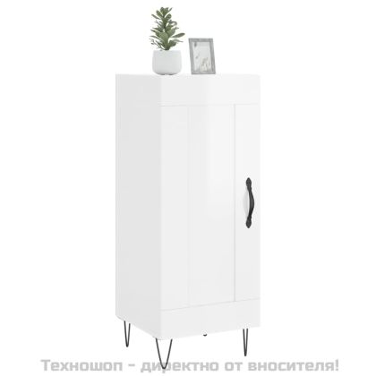 Сайдборд, бял гланц, 34,5x34x90 см, инженерно дърво