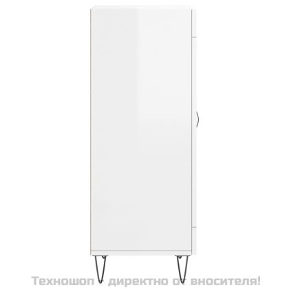 Сайдборд, бял гланц, 34,5x34x90 см, инженерно дърво