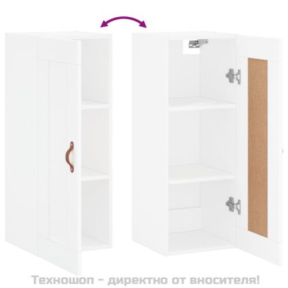 Стенен шкаф, бял, 34,5x34x90 см, инженерно дърво