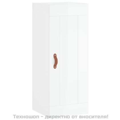 Стенен шкаф, бял гланц, 34,5x34x90 см, инженерно дърво