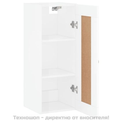 Стенен шкаф, бял гланц, 34,5x34x90 см, инженерно дърво