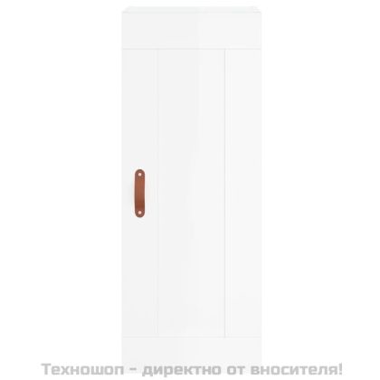 Стенен шкаф, бял гланц, 34,5x34x90 см, инженерно дърво