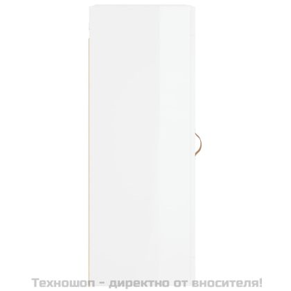 Стенен шкаф, бял гланц, 34,5x34x90 см, инженерно дърво