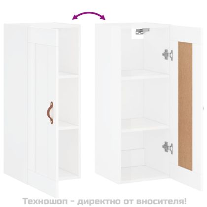 Стенен шкаф, бял гланц, 34,5x34x90 см, инженерно дърво