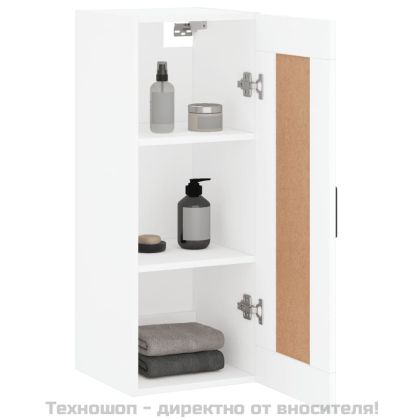 Стенен шкаф, бял, 34,5x34x90 см, инженерно дърво