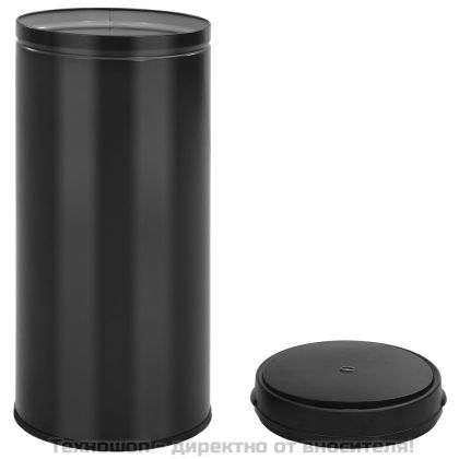 Кош за смет с автоматичен сензор 80 л въглеродна стомана черен