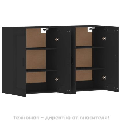 Стенни шкафове, 2 бр, черни, инженерно дърво