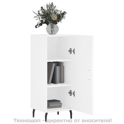 Сайдборд, бял, 34,5x34x90 см, инженерно дърво