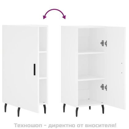 Сайдборд, бял, 34,5x34x90 см, инженерно дърво