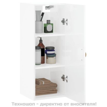 Стенен шкаф бял гланц 34,5x34x90 см