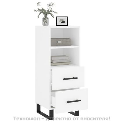 Сайдборд, бял, 34,5x34x90 см, инженерно дърво