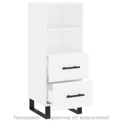 Сайдборд, бял, 34,5x34x90 см, инженерно дърво