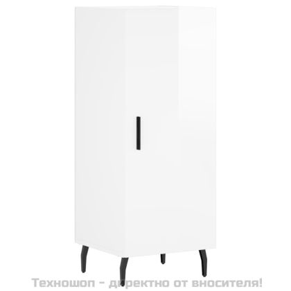 Сайдборд, бял гланц, 34,5x34x90 см, инженерно дърво