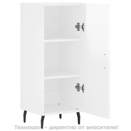 Сайдборд, бял гланц, 34,5x34x90 см, инженерно дърво