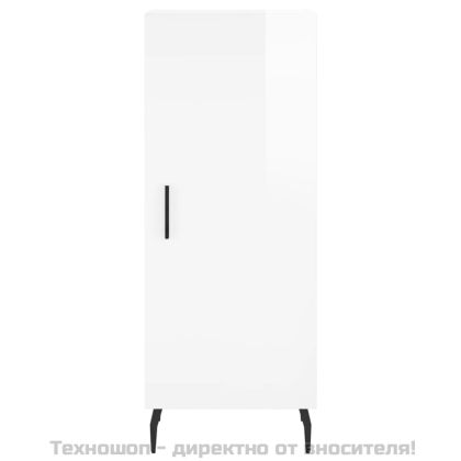 Сайдборд, бял гланц, 34,5x34x90 см, инженерно дърво