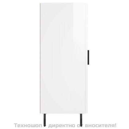 Сайдборд, бял гланц, 34,5x34x90 см, инженерно дърво