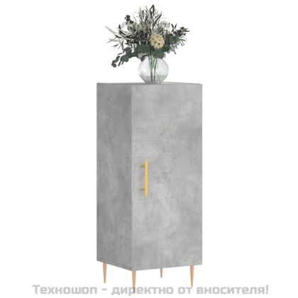 Сайдборд, бетонно сив, 34,5x34x90 см, инженерно дърво